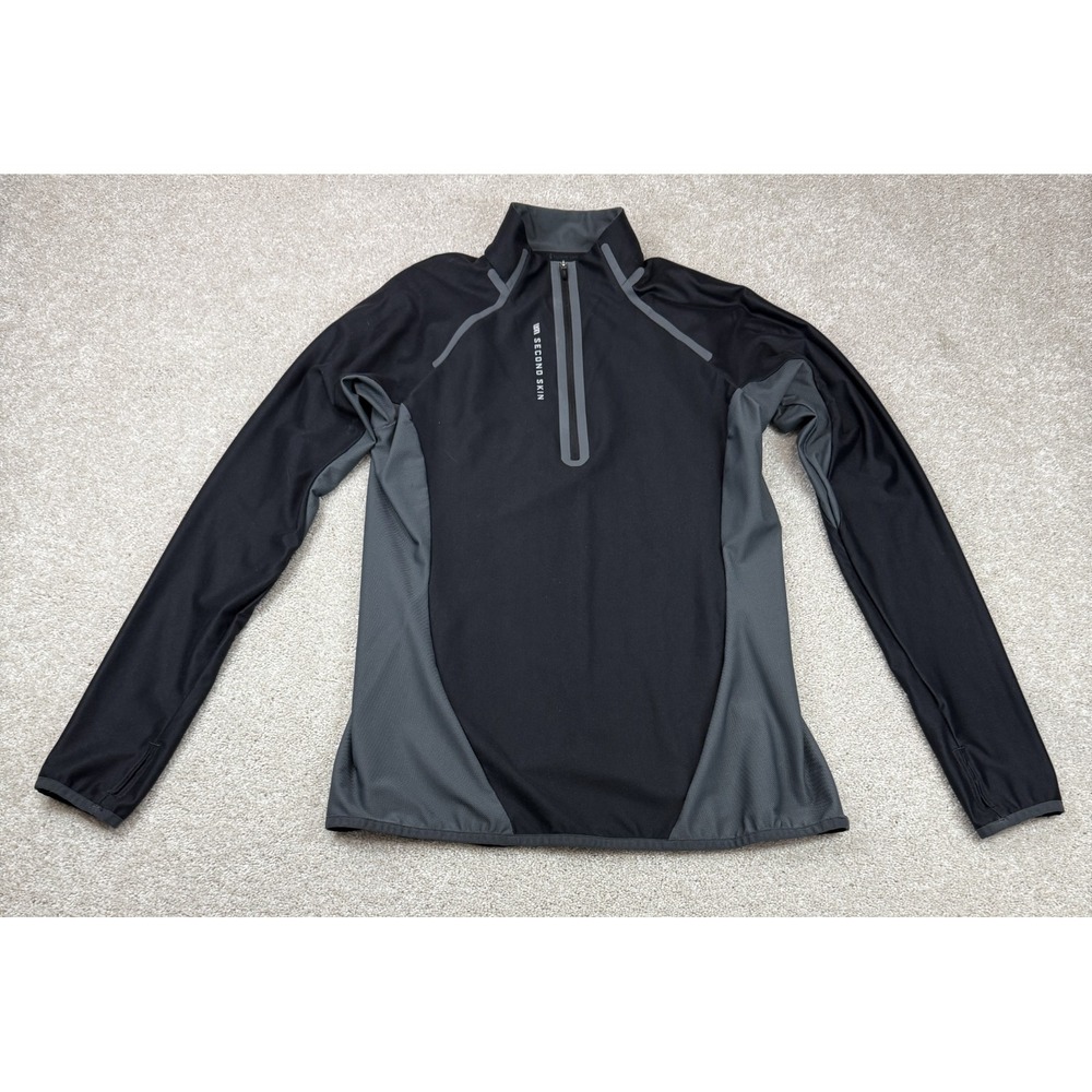 Second Skin Women's MEDIUM Compression 1/4 Zip Pullover Top Black Activewear
